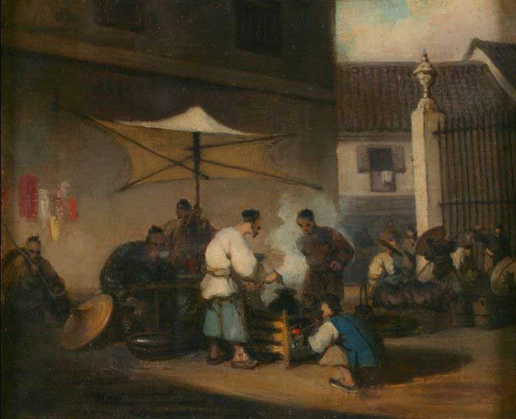 Street Scene, Macao, with Pigs